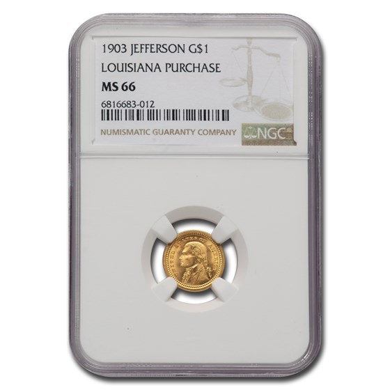 1903 Gold $1.00 Louisiana Purchase Jefferson MS-66 NGC 1903 Gold $1.00 Louisiana Purchase Jefferson MS-66 NGC